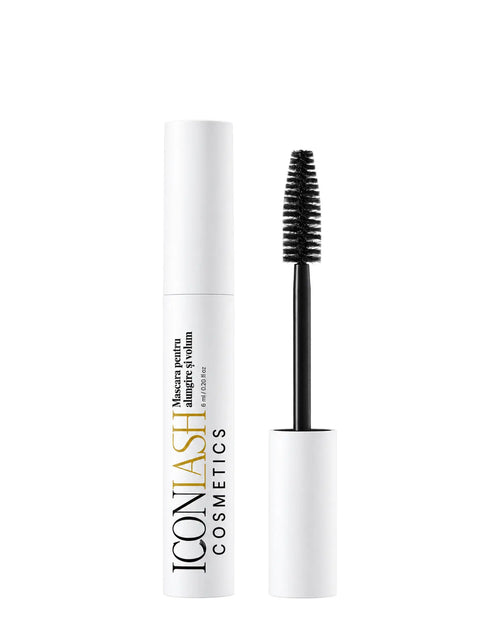 Tub și periuță aplicatoare pentru rimelul pentru volum IconLash Volumizing Mascara în nuanța negru intens.