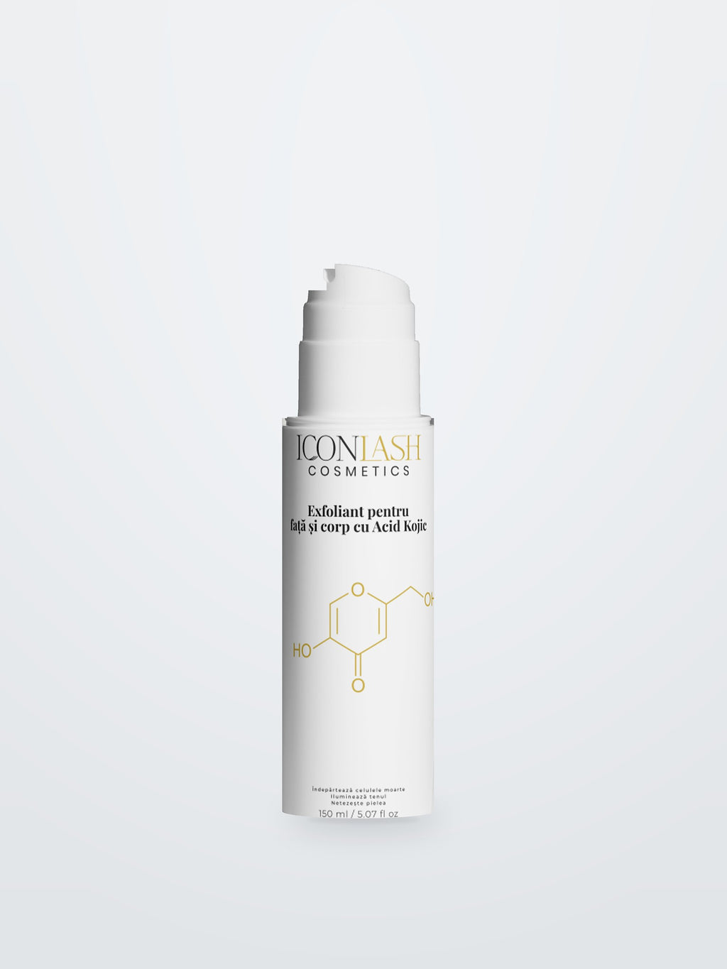 Exfoliantul IconLash pentru față cu acid kojic, flacon cu pompiță de 150 ml
