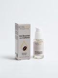 Gel Booster cu Cofeină IconLash, flacon cu pompiță de 30 ml lângă cutia produsului