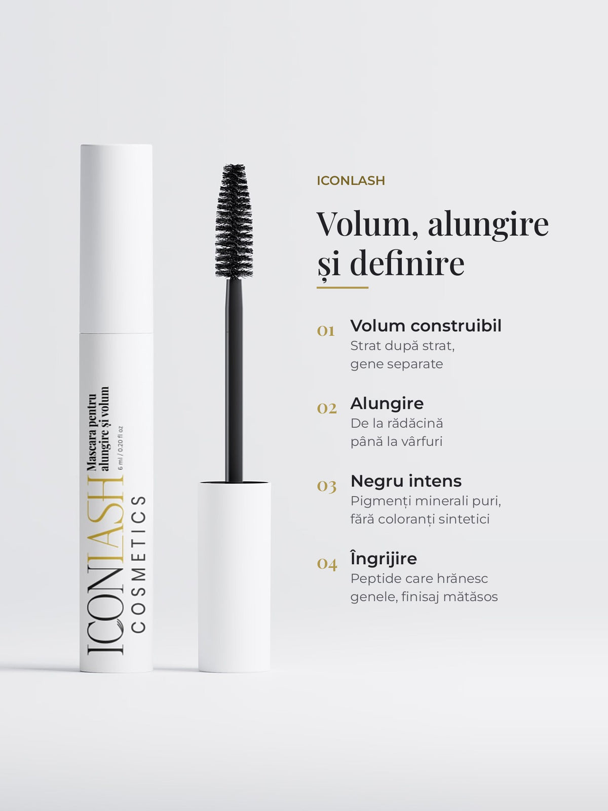 Beneficiile mascara IconLash: volum construibil, alungire, negru intens și peptide pentru gene