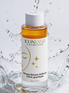 Flaconul de 100 ml al demachiantului bifazic IconLash fără parfum, în stropi de apă