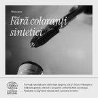 Perie de mascara IconLash și mesajul «Fără coloranți sintetici», cu pigmenți naturali și certificare COSMOS NATURAL